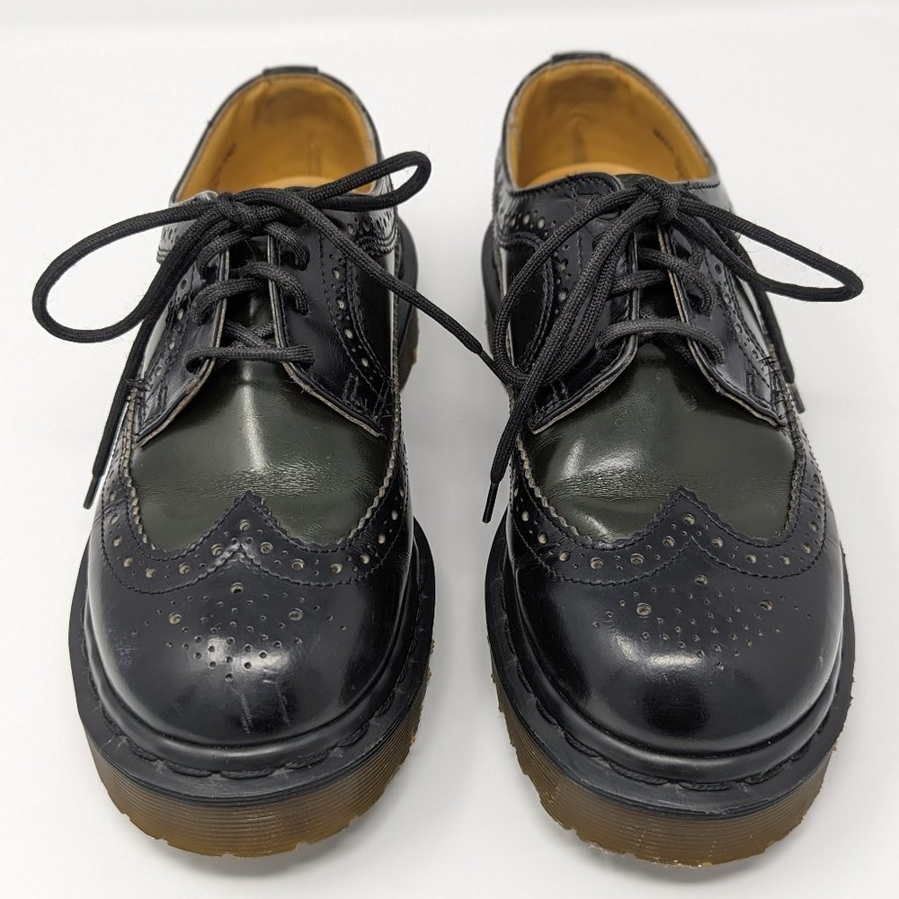 Rare Dr. Martens 3989 Brogue Wingtip Black and Green Made in England